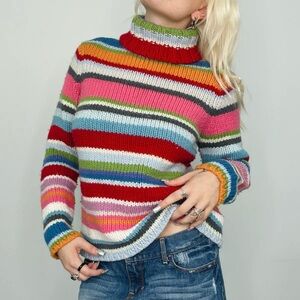 GAP vintage Holiday rainbow stripe chunky sweater